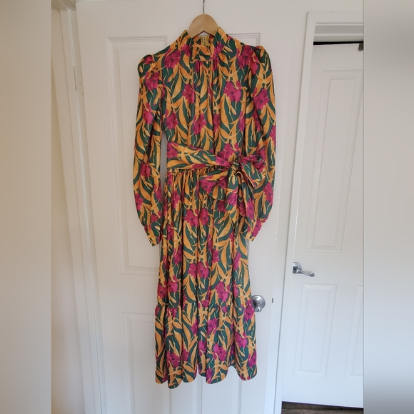 Women's dresses Maxi floral print dress,women's dress long sleeve summer dress - Picture 5 of 9